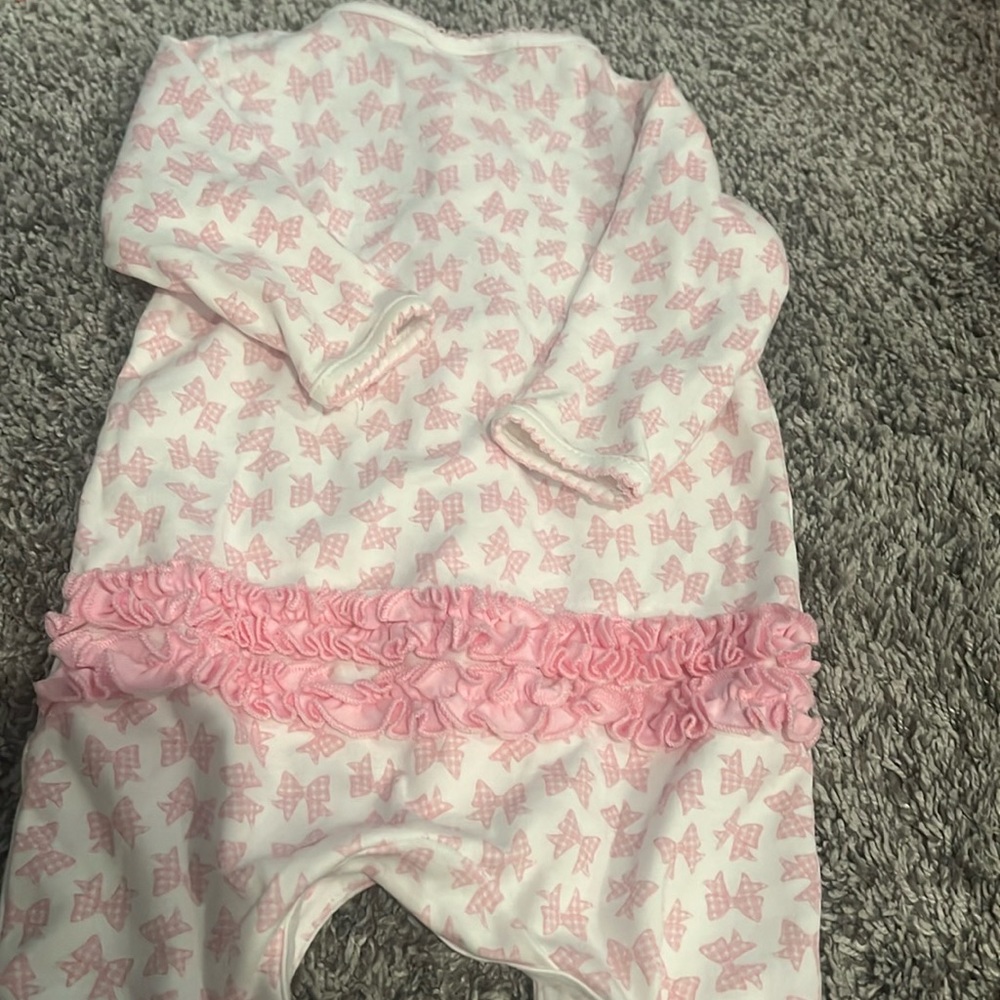 Pink bow inspired  ruffle Onsie